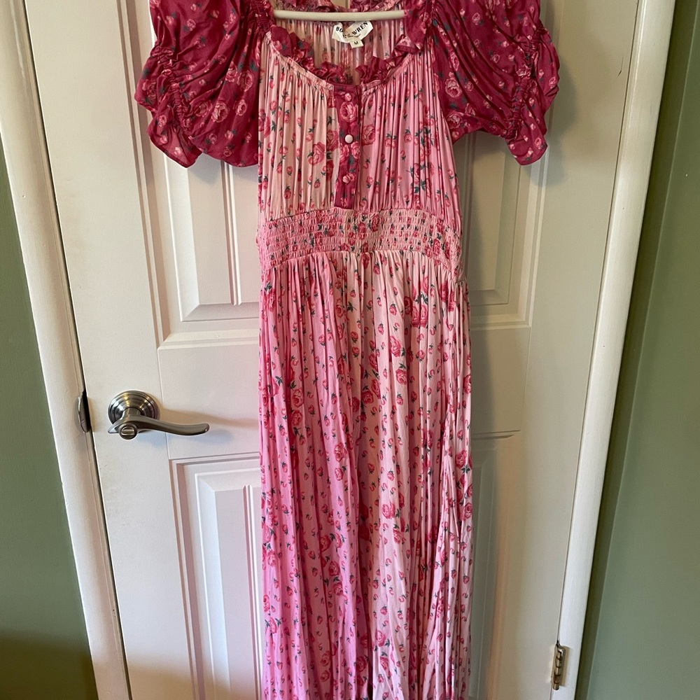 Pink Puff Sleeve High Low Sundress- New without tag